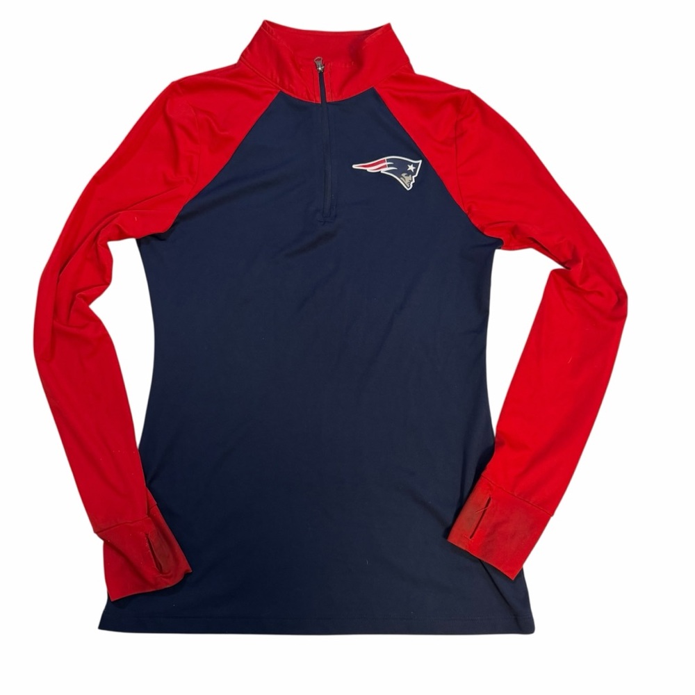 NFL Women's New England Patriots TX3 Cool Red and Blue Quarter-Zip Top Med